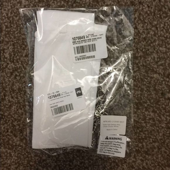 Doll Kill White Knee High Chain Socks - Picture 3 of 3